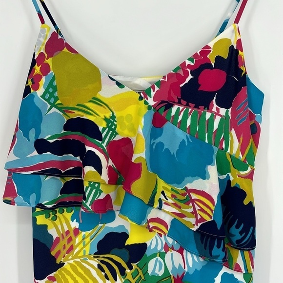 J. Crew Factory Tropical Printed Ruffle Cami Slip Dress Women’s Size 0 - Picture 3 of 10